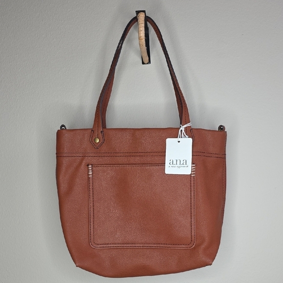 a.n.a Handbags - NWT a.n.a Brown Leather Tote Spacious Everyday Bag
